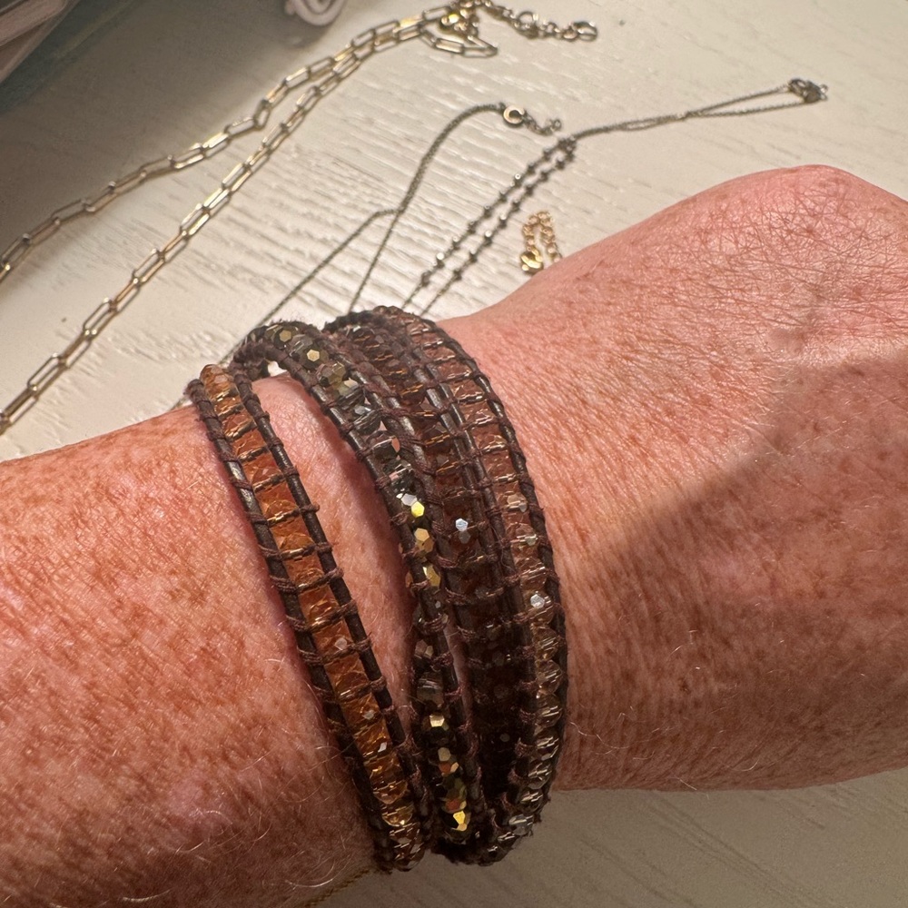 Brown Beaded Wrap Bracelet